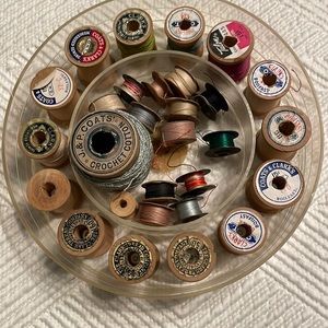 Vintage thread & bobbin container